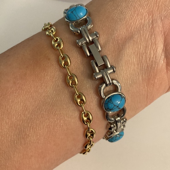 Kareena turquoise howlite stone quartz ladies watch with mother of pearl face - Picture 3 of 8